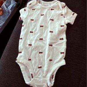 Carter's White and Red Train Print One Piece